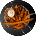 68. Sweet Potato Fries <span class="icon-container">   <i class="icon"><img src="https://thefoodclub053.nl/wp-content/uploads/2024/03/vegan-blad.webp">   </i> </span>